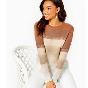 Lilly Pulitzer Brown and Cream Crew Neck Sweater